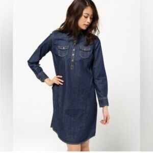 BROOKS BROTHERS Dark Denim Shirt Dress Size 2